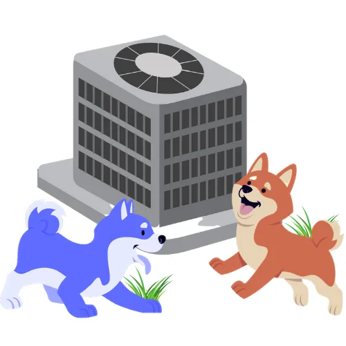 AC With Dog | Accu-Temp Heating & Air Conditioning